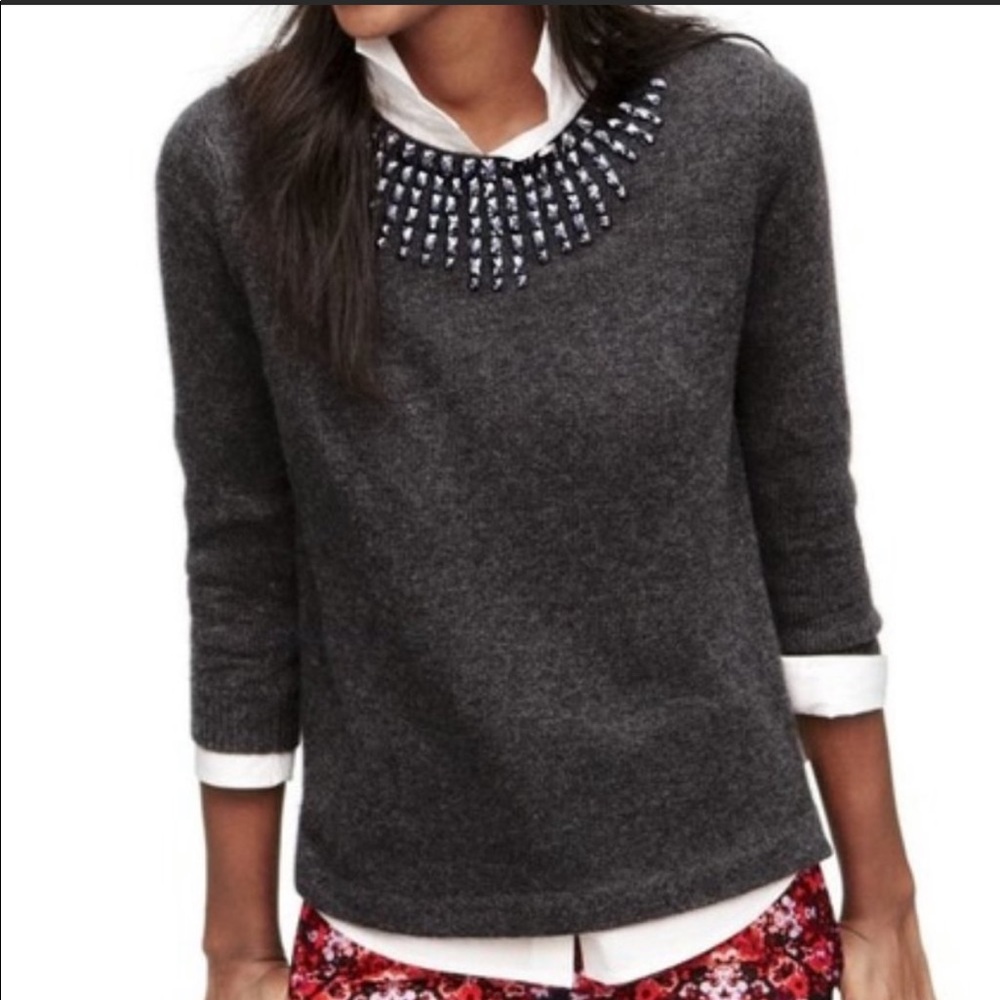 J. Crew Starburst Jewel Neck Sweater